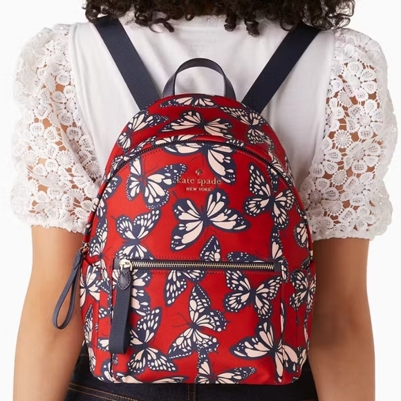Kate Spade Chelsea Nylon Medium Backpack Butterfly Toss Print - Picture 3 of 10